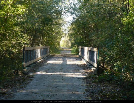 Flint Hills Nature Trail - Osawatomie - A bridge over a creek on the Flint Hills Nature Trail near Osawatomie.