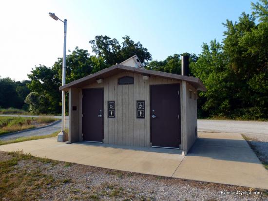 Miami State Fishing Lake - Restrooms - These are the restroom facilities at Miami State Fishing Lake. There are pit toilets, but no running water or electricity.