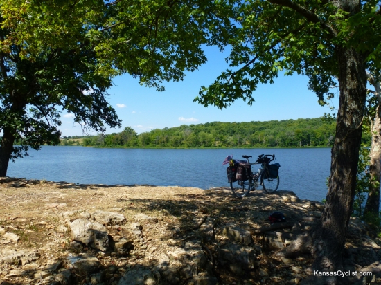 Rock Creek Lake - Rock Ledge - This photograph shows a touring bicycle perched on a rocky ledge on the shore of Rock Creek Lake. Not a great place to pitch a tent, but a wonderful spot to fish or simply watch the water...