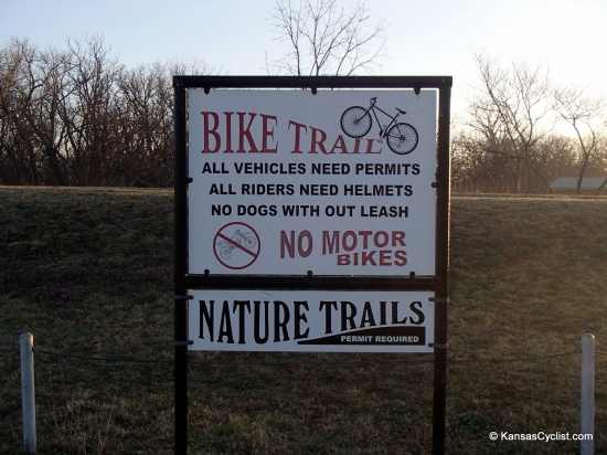 Santa Fe Lake Trails - Entrance Sign - This sign is located at the entrance to the Santa Fe Lake Trails. The trails are for walking and biking, and users are required to purchase a daily permit at the nearby office.